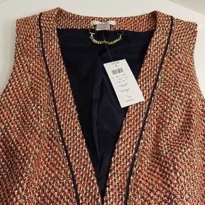 NWT Cache Tweed Vest with Gold DETAILS